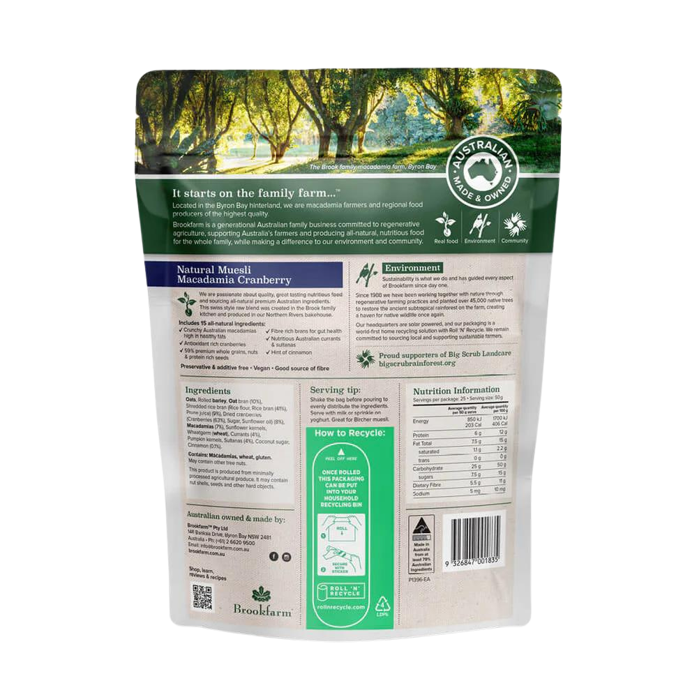 Brookfarm - Natural Macadamia Muesli with Cranberry